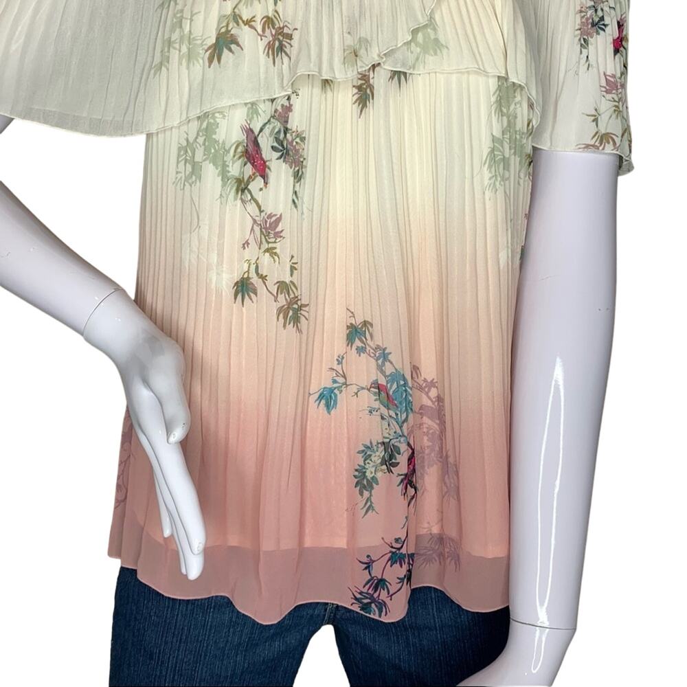 LC Lauren Conrad Blouse Size S cold shoulder veil ombre floral… - Picture 4 of 10